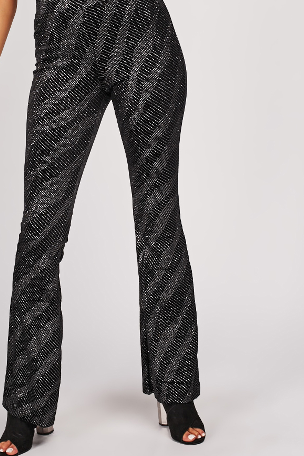 Glitter Pattern Flared Trousers - Just $3