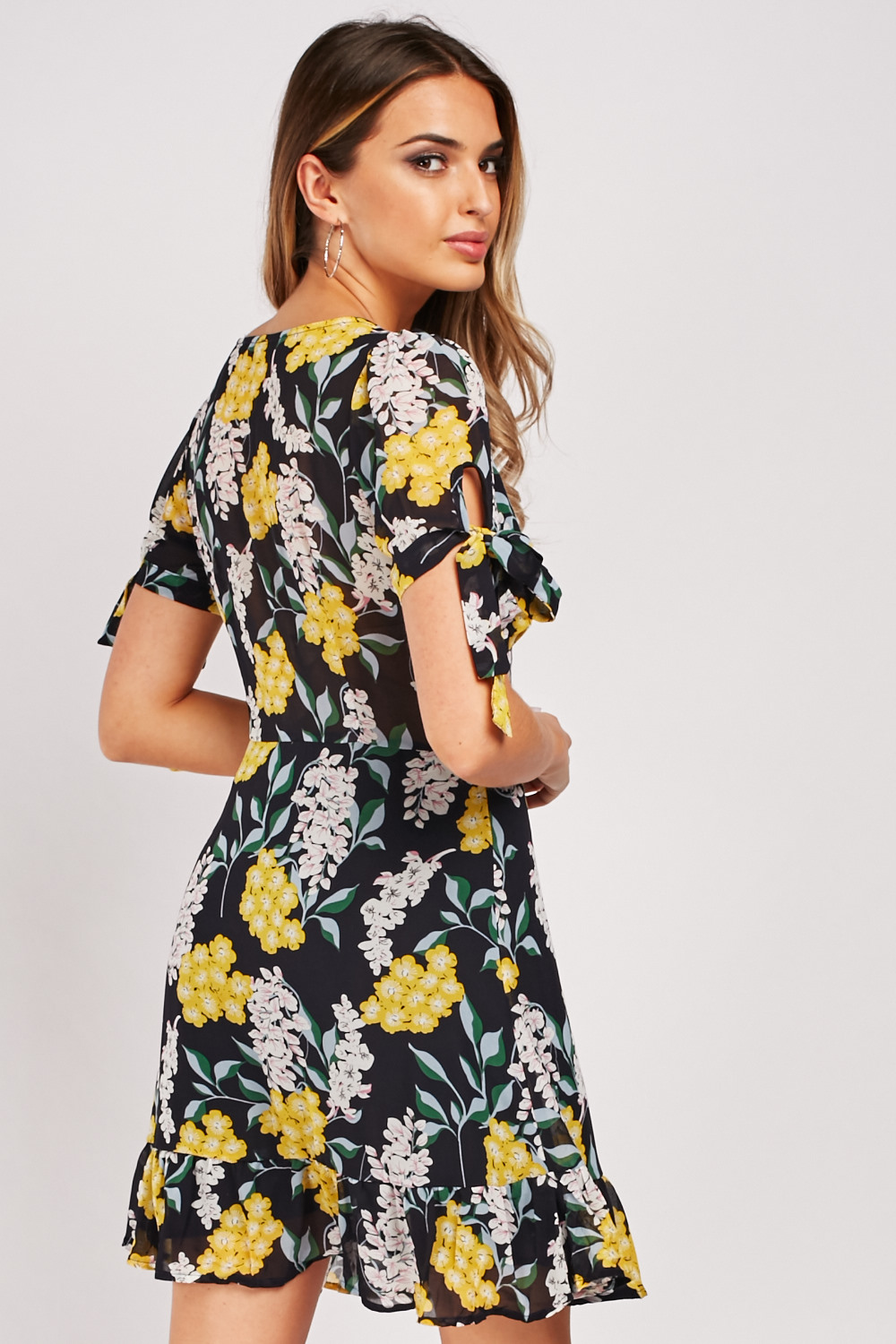 Floral Print Chiffon Tea Dress - Just $7