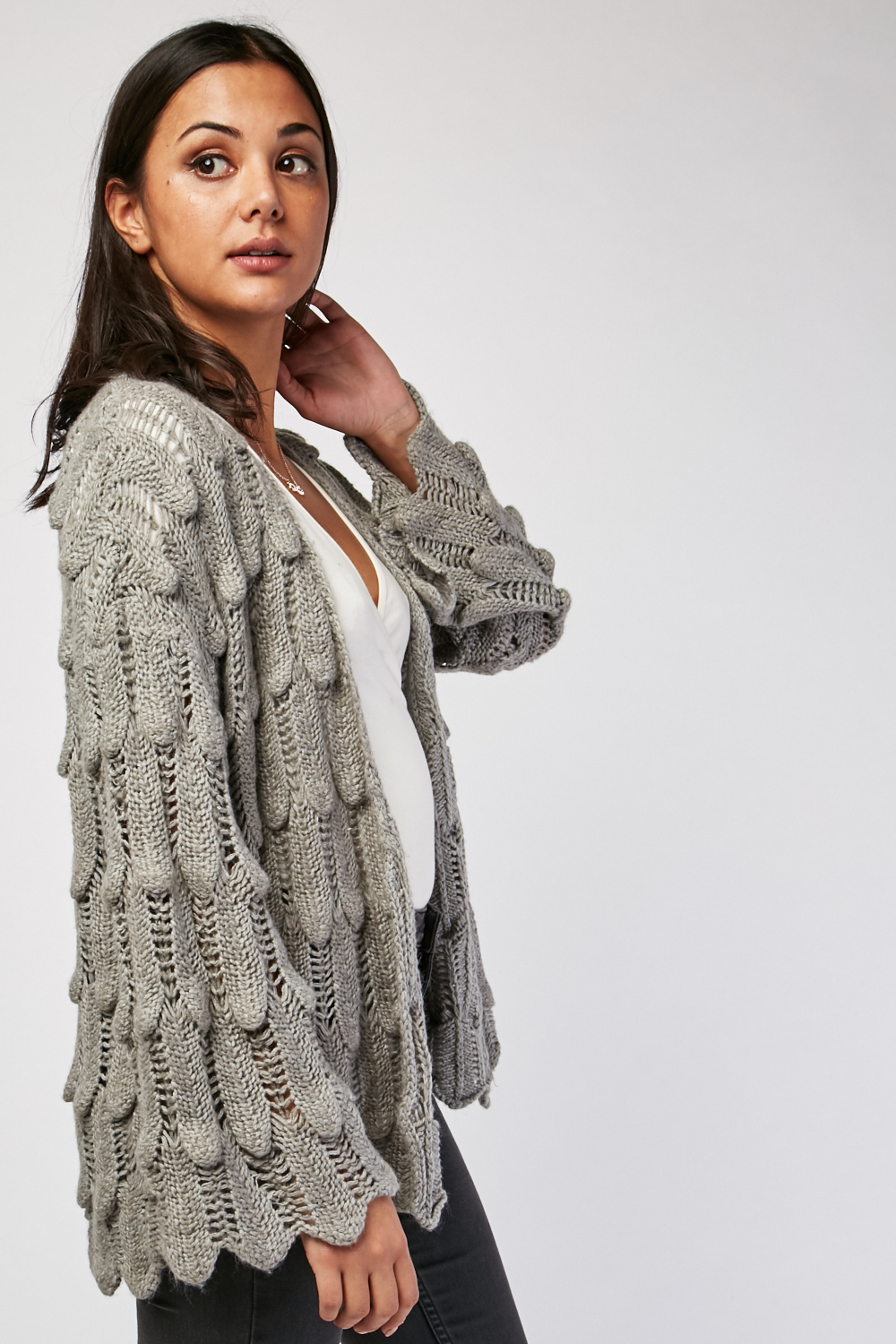 Loose Knit Pattern Cardigan - 3 Colours - Just $6