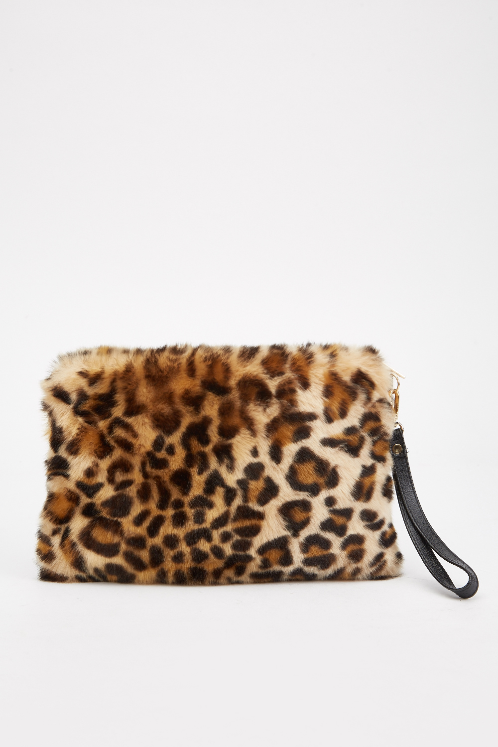 fluffy leopard print shoulder bag