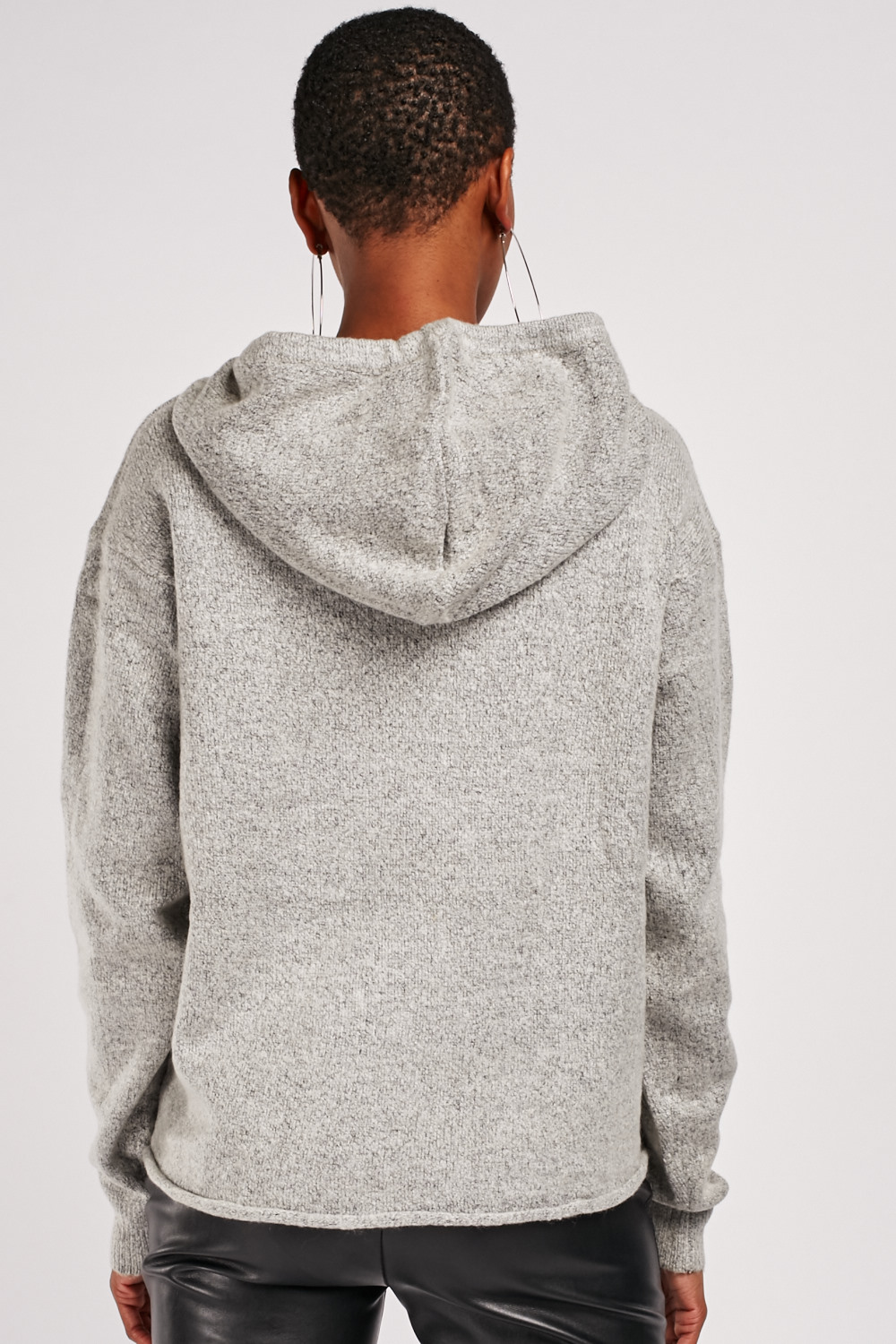 Speckled Grey Knitted Hoodie Just 7