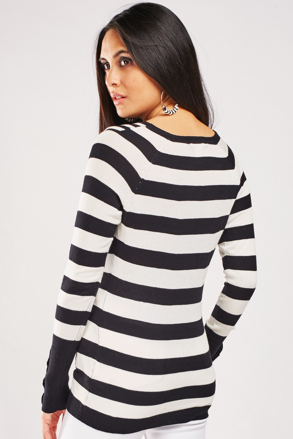 Horizontal Striped Knit Top Just 7