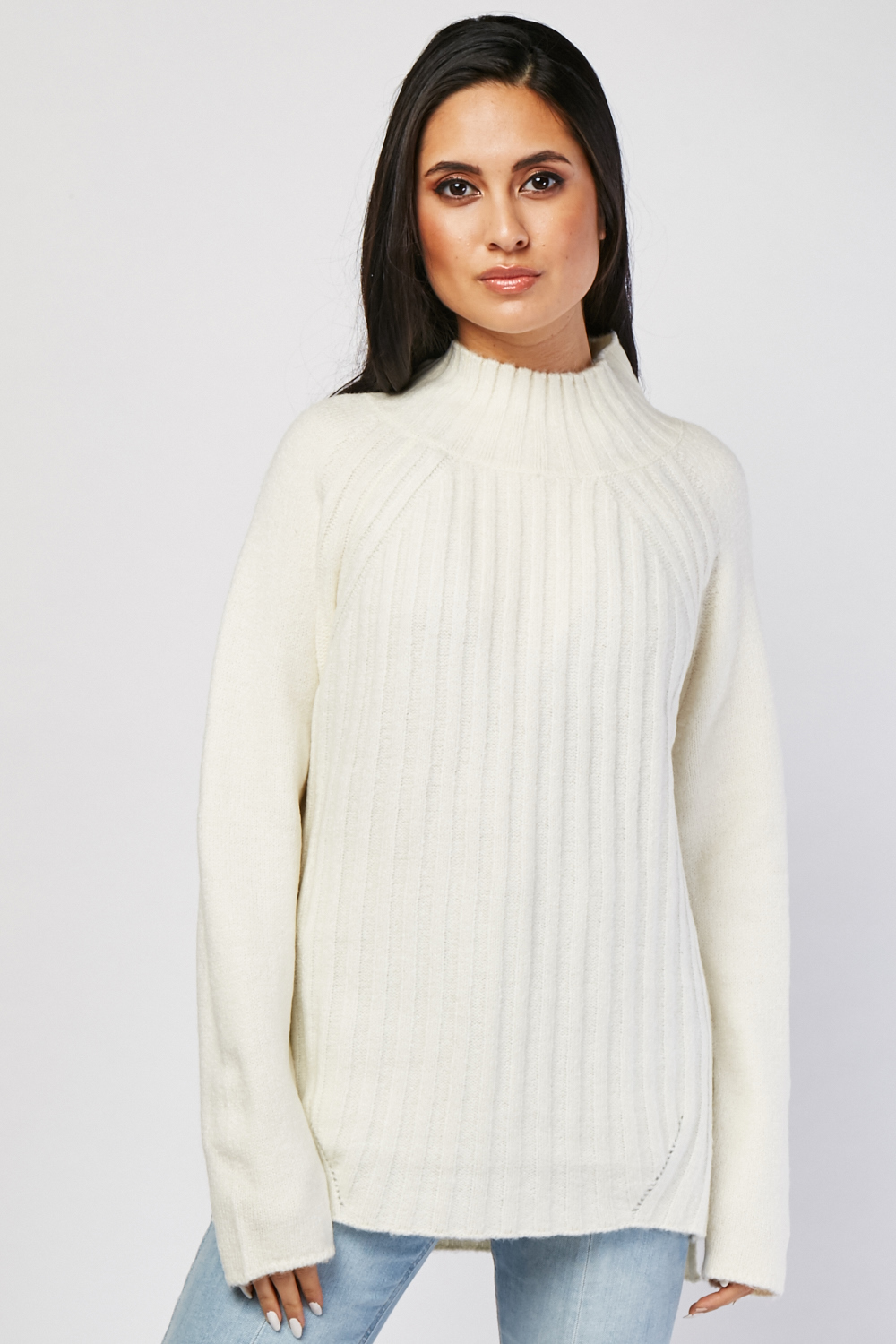 high neck chunky knit jumper