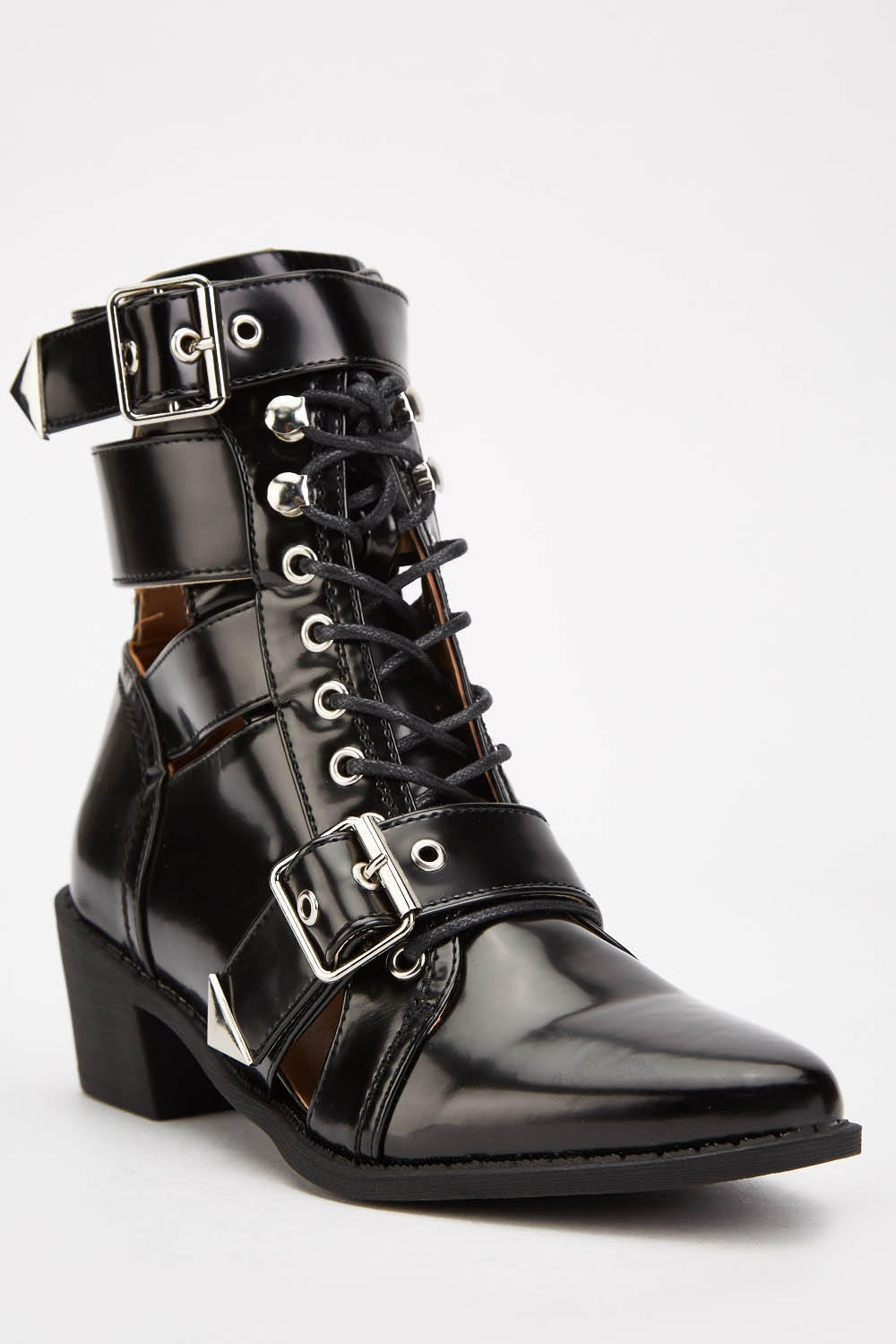 Cut Out Buckle Detail Boots - Just $7