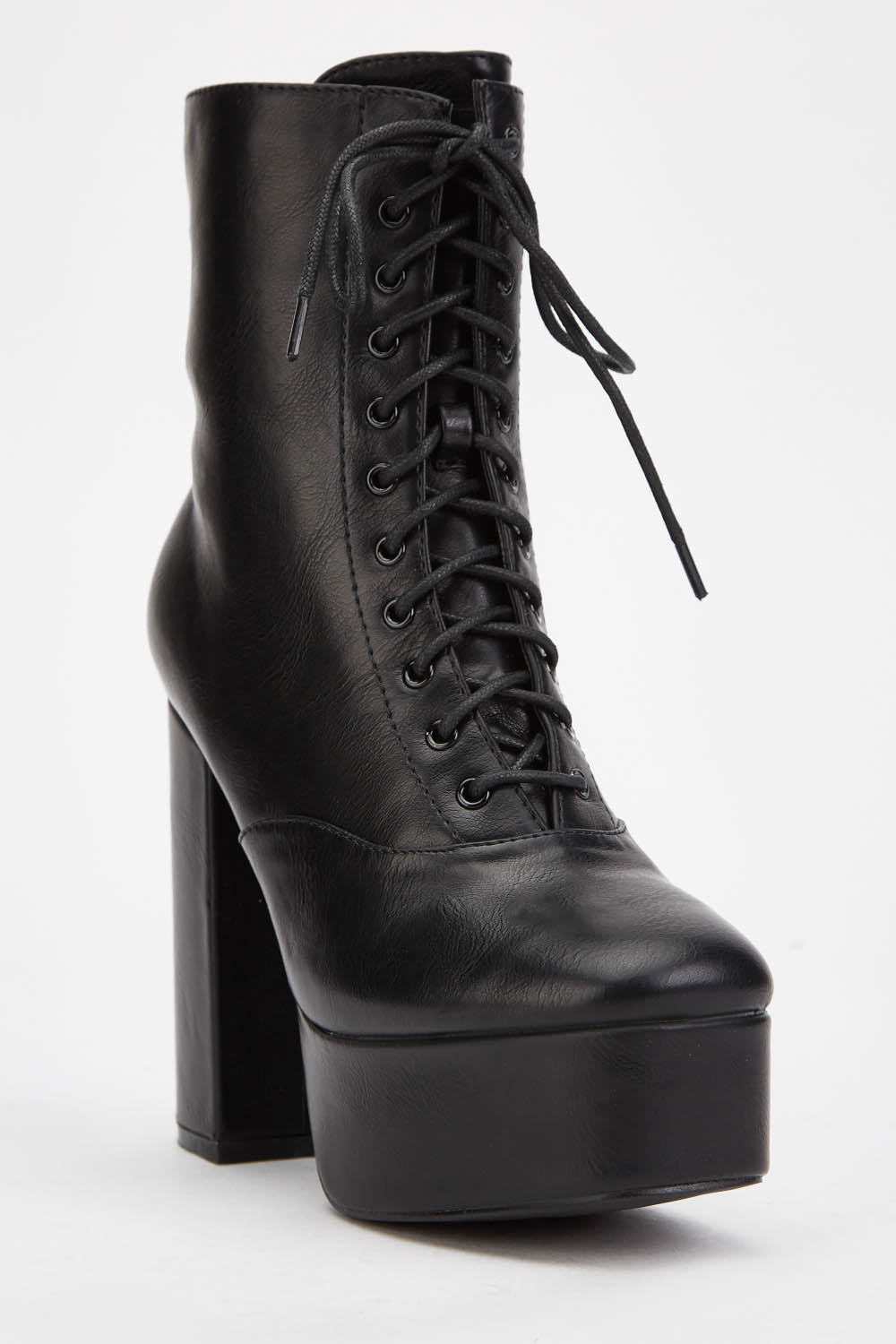 Chunky High Platform Heel Boots Black Just 6