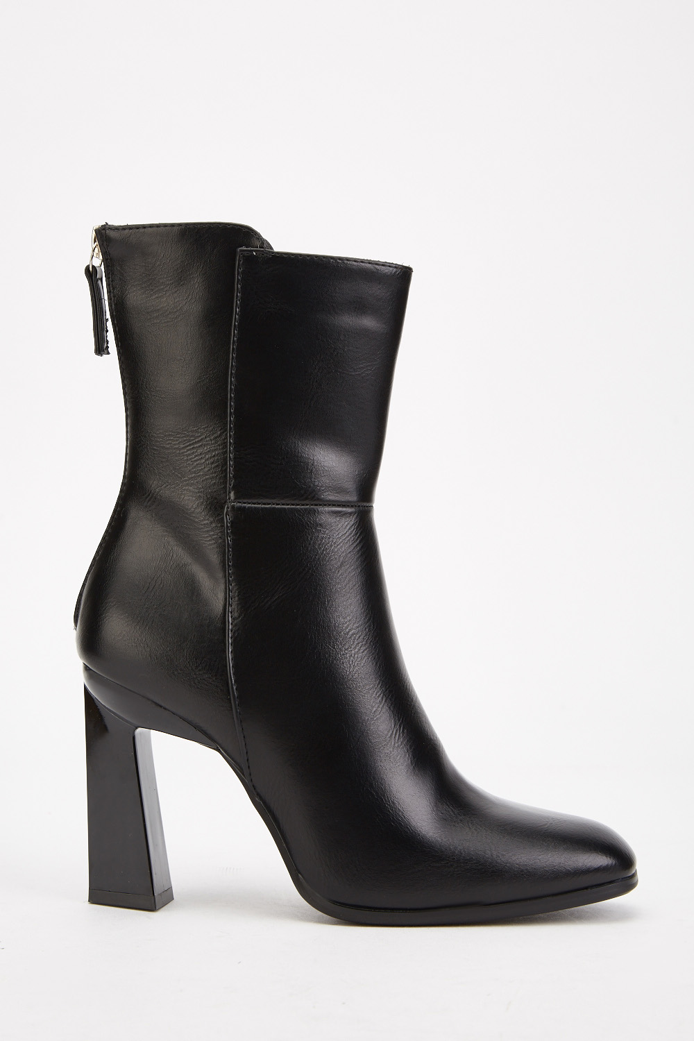 Faux Leather Black Heeled Boots - Just $7