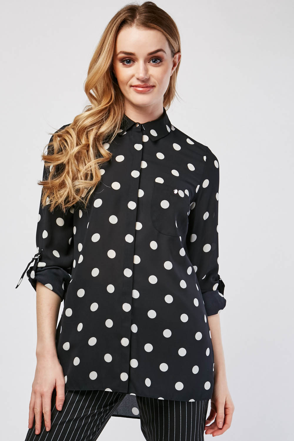 Polka Dot Sheer Chiffon Shirt - Just $7