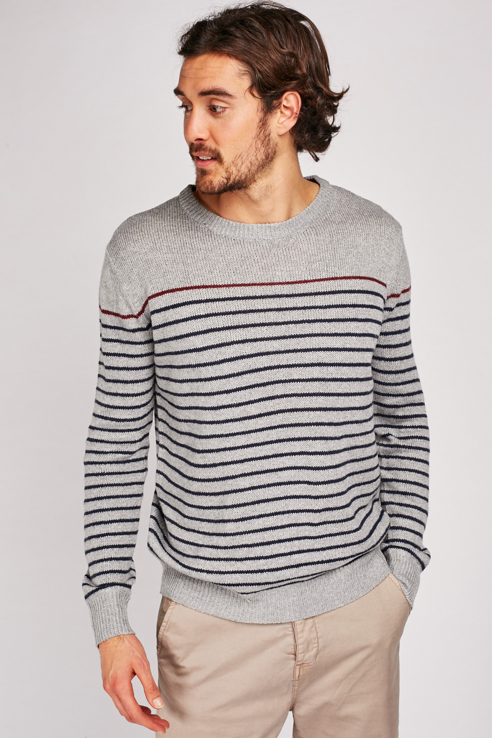 Striped Herringbone Knit Sweater - Just $7