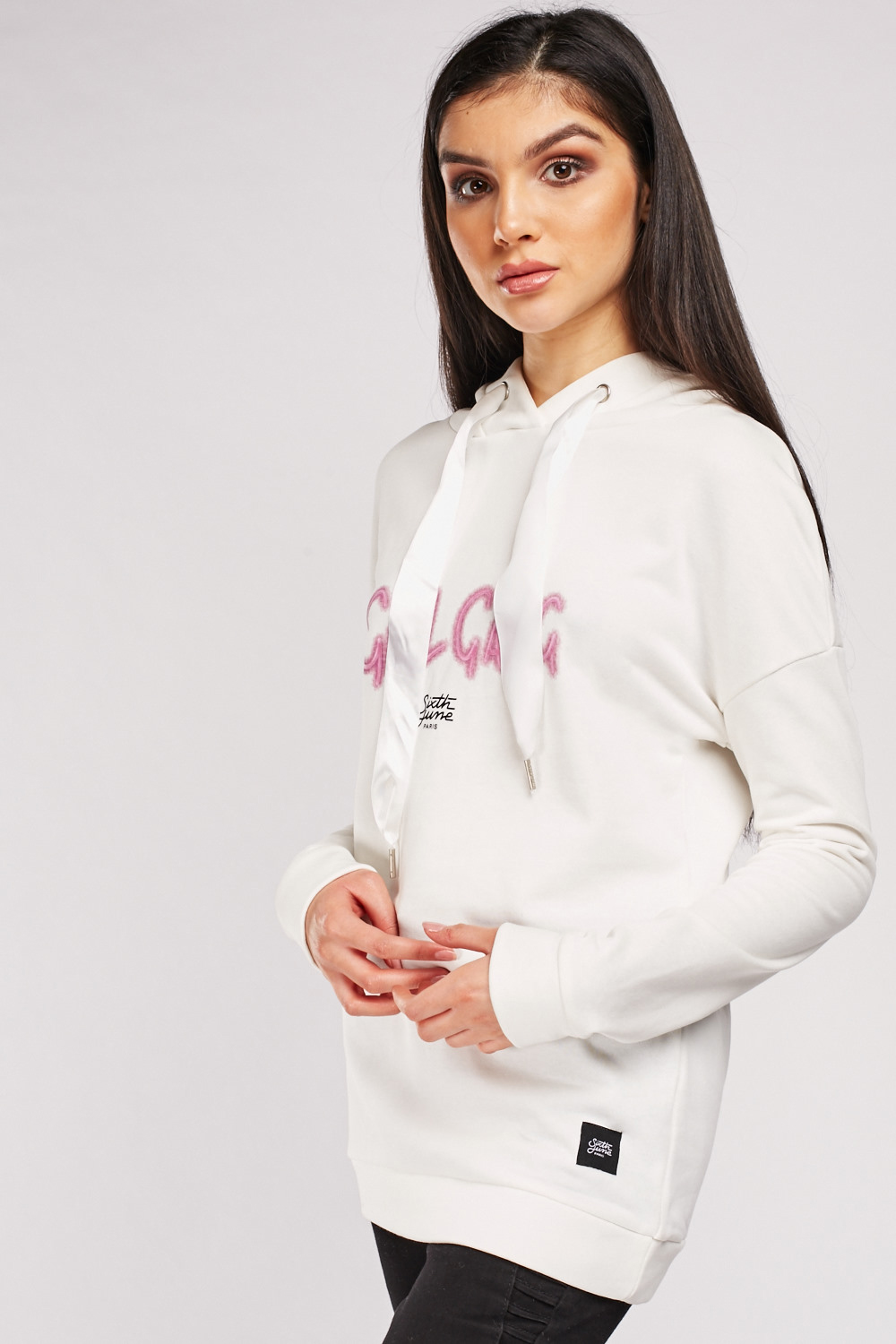 Download Graphic Printed Front Hoodie - White - Just $6