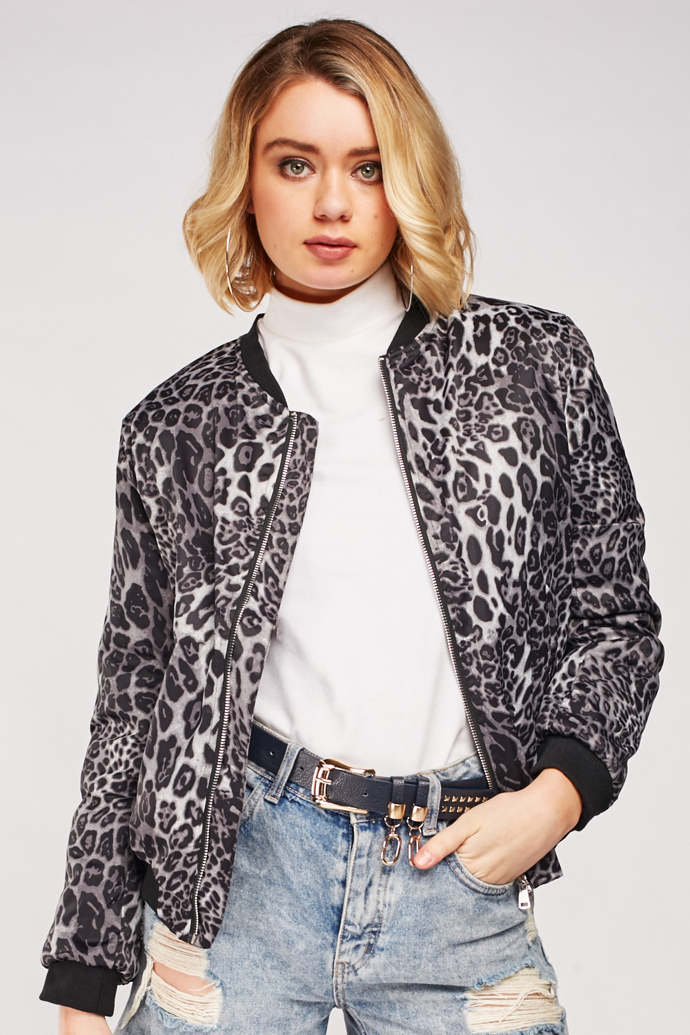 Leopard Print Padded Bomber Jacket - 3 Colours - Just £5