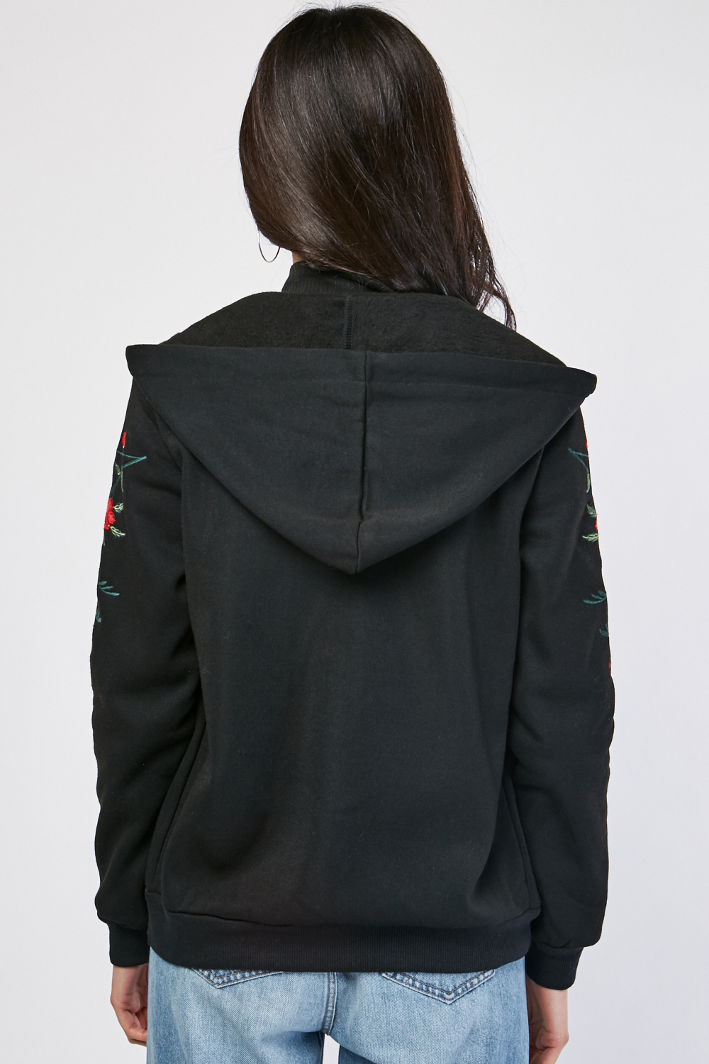 Embroidered Rose Hooded Jacket - Just $7