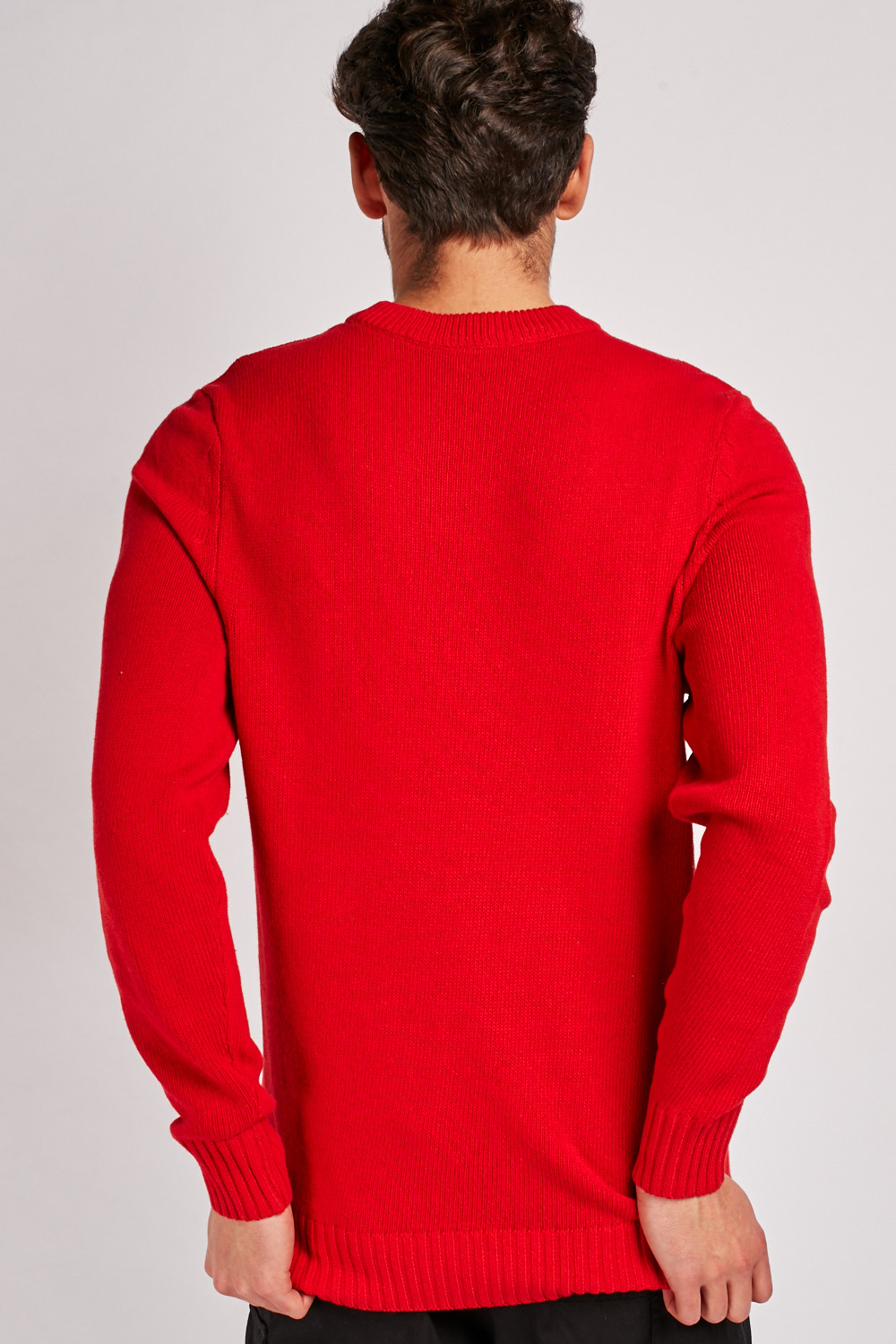 Crew Neck Red Knit Jumper - Just $7